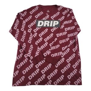 Launder Apparel Drip All Over Print Long Sleeve Shirt‎ Maroon Size XL